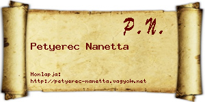 Petyerec Nanetta névjegykártya